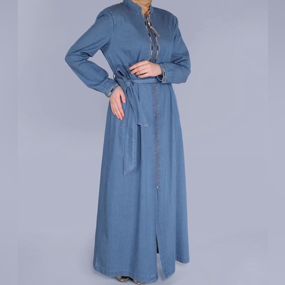 ALVINA Jeans modest Trench Maxi Full Length Jilbab Please READ description - Picture 1 of 9